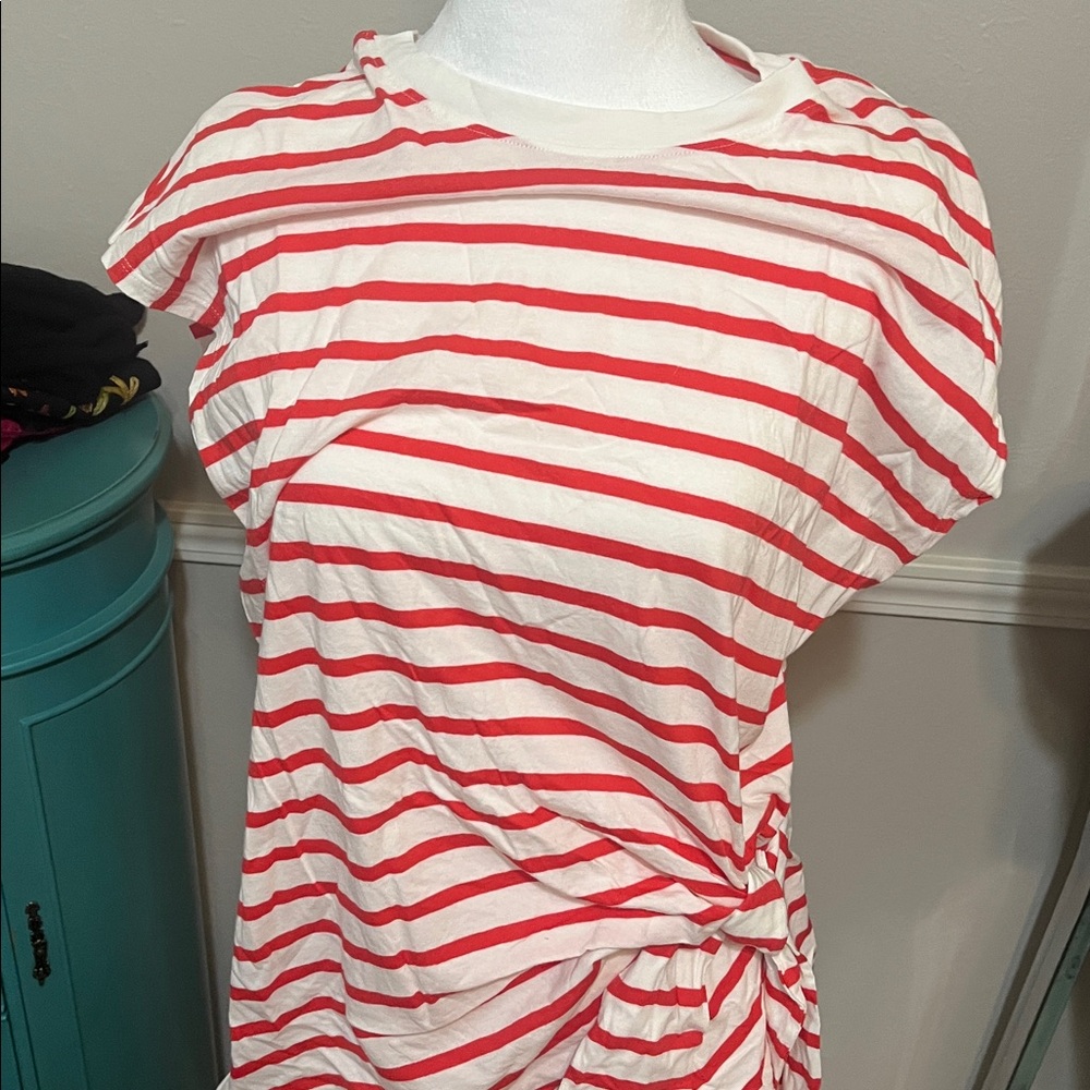 Striped Red and White Top with Side Knot